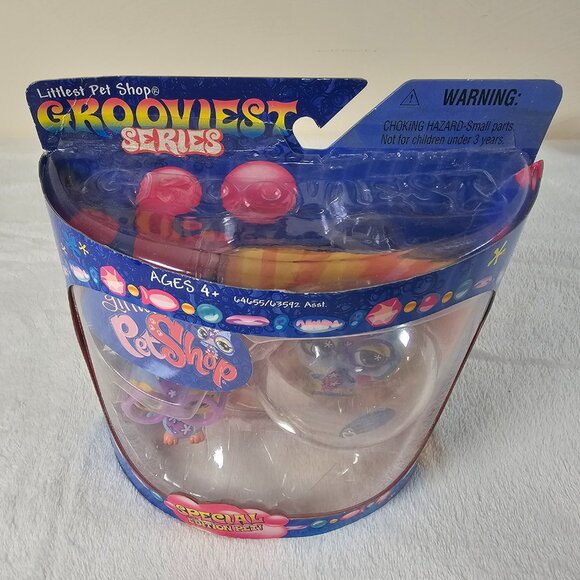 Hasbro Littlest Pet Shop Grooviest No # Owl Purple Glasses Display Bubble NEW - Picture 3 of 9